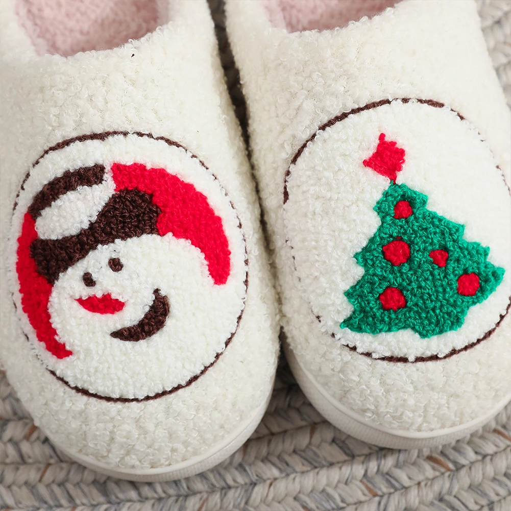 Winter Snowman Xmas Tree Slippers Christmas Slippers Home Warm Comfortable Thermal Non-slip for Men Women Hot Selling