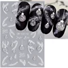 Silver Glitter Christmas Nail Stickers 3D Winter Tree Snowflake Feather Leaf Lantern Gift Wine Holographic Manicure Slider Tips 1