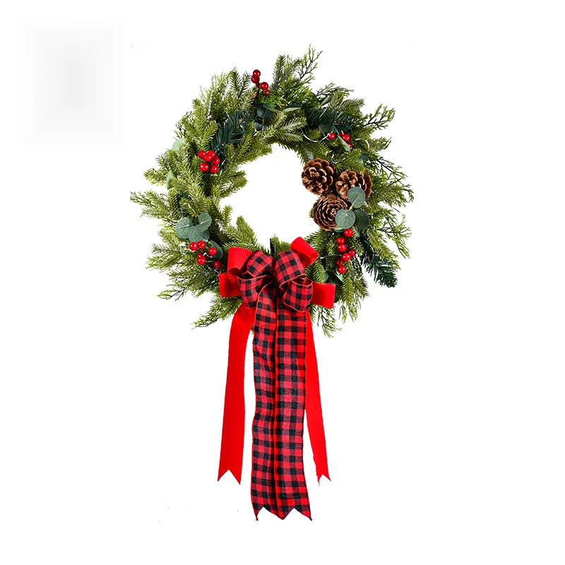 New 45cm PE simulation wreath hanging decoration LED light wreath display window and door hanging decoration_voghion.com