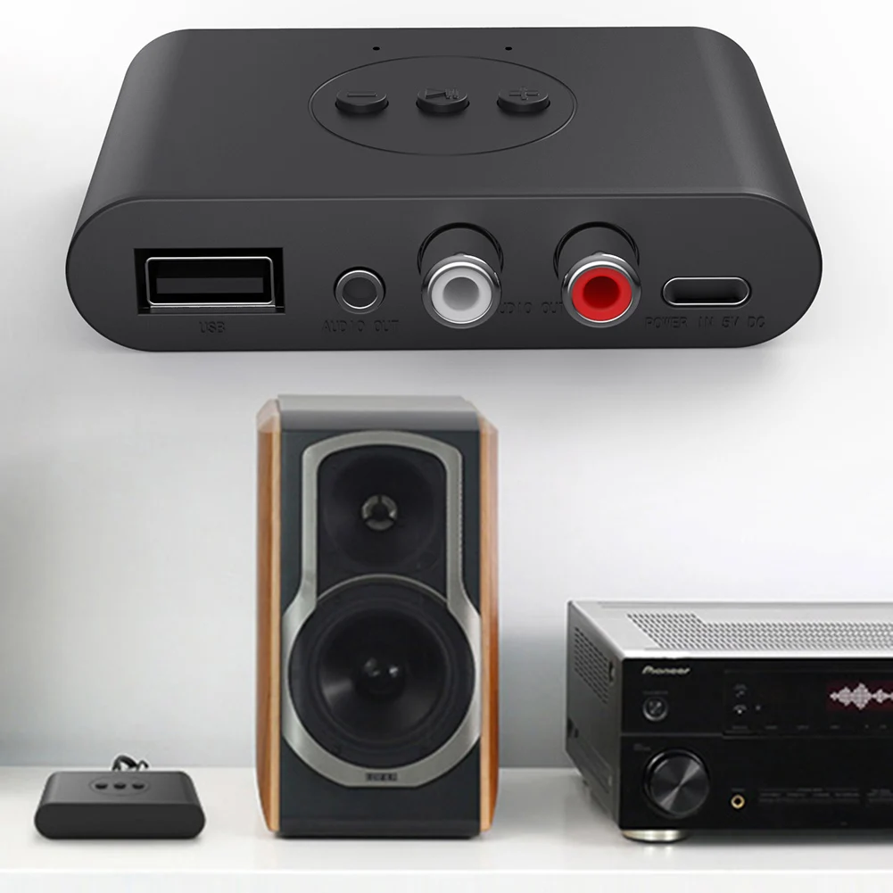USB 스테레오 음악 무선 어댑터 지원 USB 플래시 드라이브 재생 NFC 블루투스 호환5.2 자동차용 듀얼 출력 원 투 투