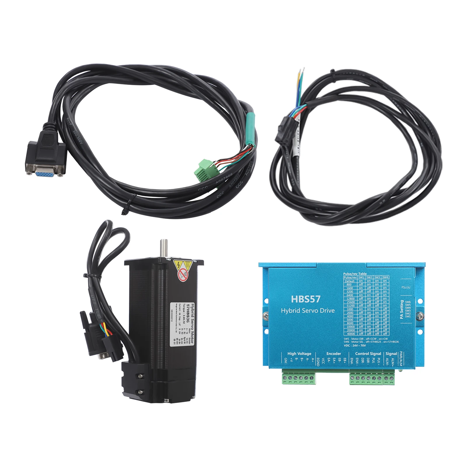 3.6Nm 4A Nema23 Closed Loop Stepper Motor Kit| HBS57 2-Phase Stepper Motor with 57HBS36 Hybird Servo Driver
