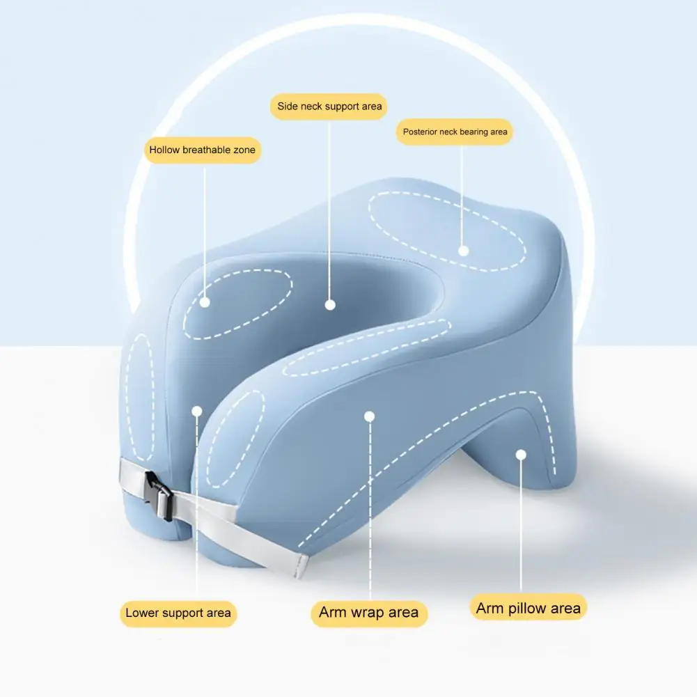 메모리 폼 목 쿠션, 인체 공학적 U자형 메모리 폼 여행 목 베개, 통증 완화를 위한 조절 가능한 밴드 포함, 장거리 비행 