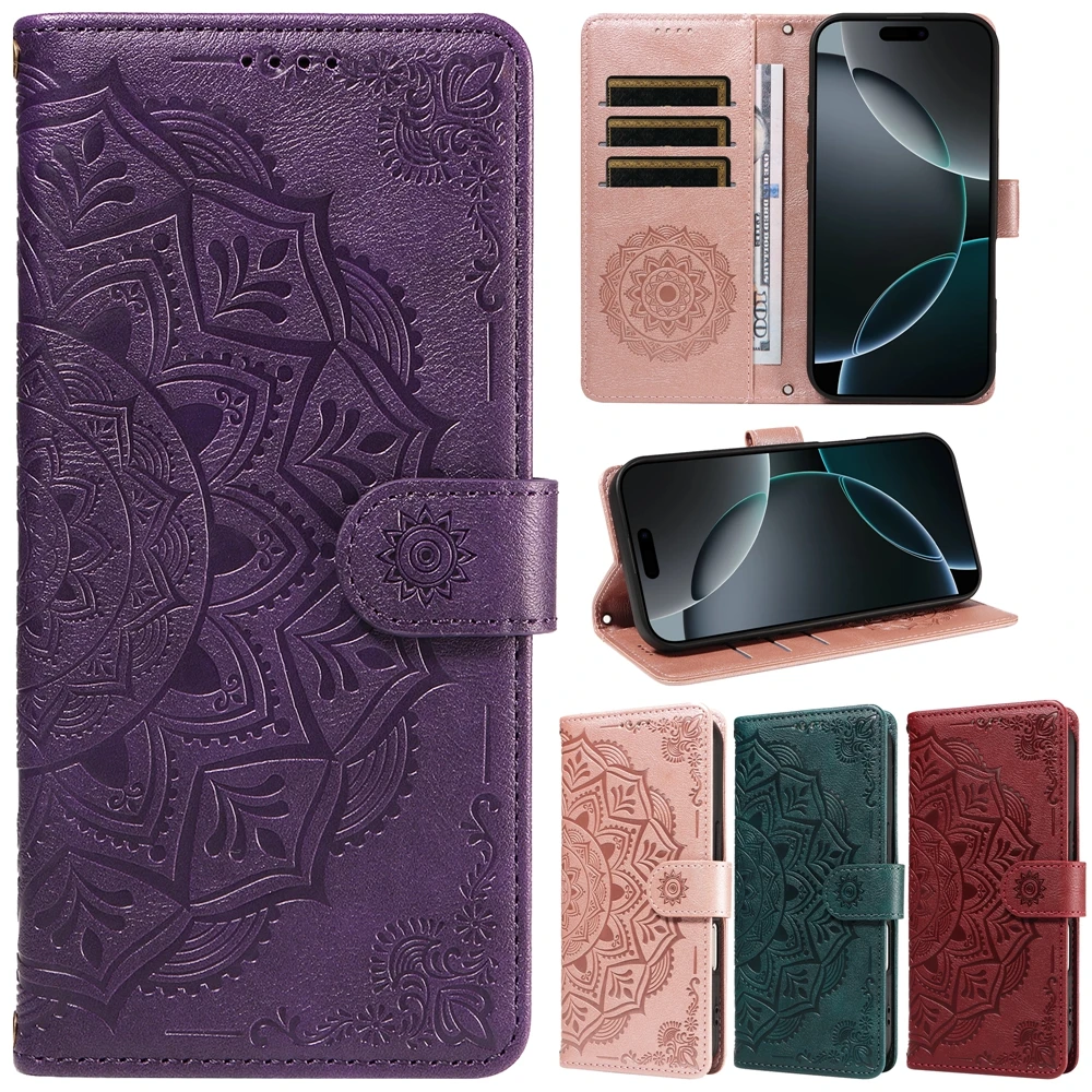 Datura Leather Wallet Cover Strap Phone Case