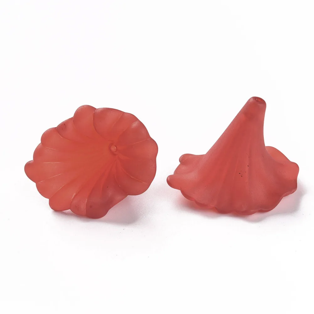 칼라 릴리 프로스트 파이어브릭 투명 아크릴 비즈, 구멍: 1.8mm, 40.5x33x35mm, 10 개