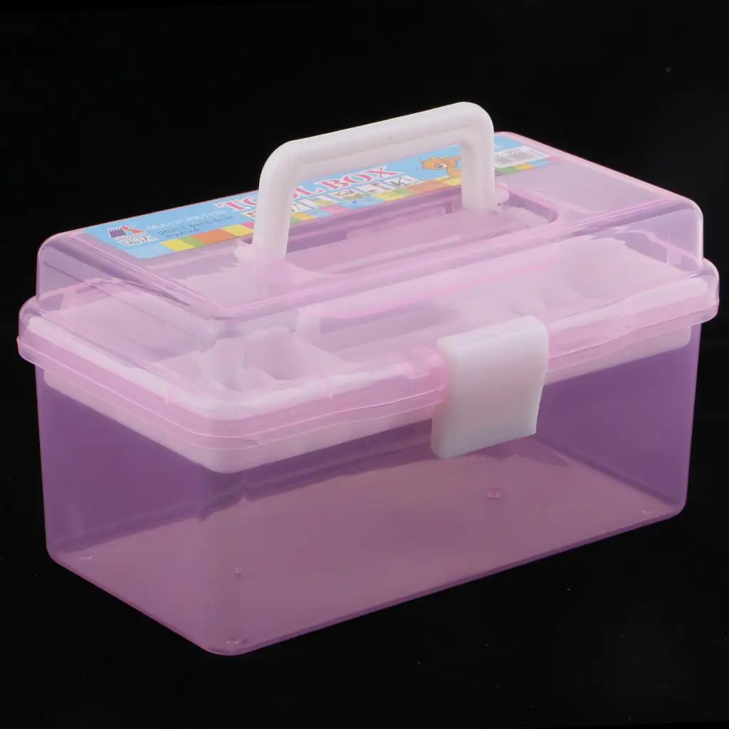 2 Layer Sewing Jewelry Painting Tools Box Storage Box Organizer Pink