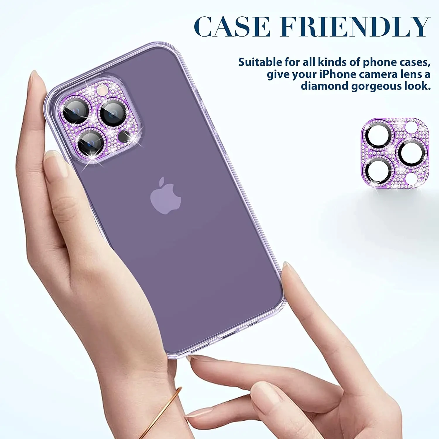 Diamond Metal Camera Lens Protector with Glass Shield