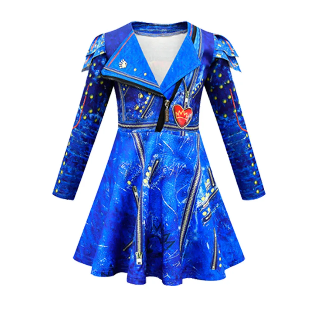 Kids D-Descendants 3 Mal Cosplay Costume Girls Evie Children Fantasia Christmas Clothes Wig Birthday Party Halloween Fancy Dress cosplay costume