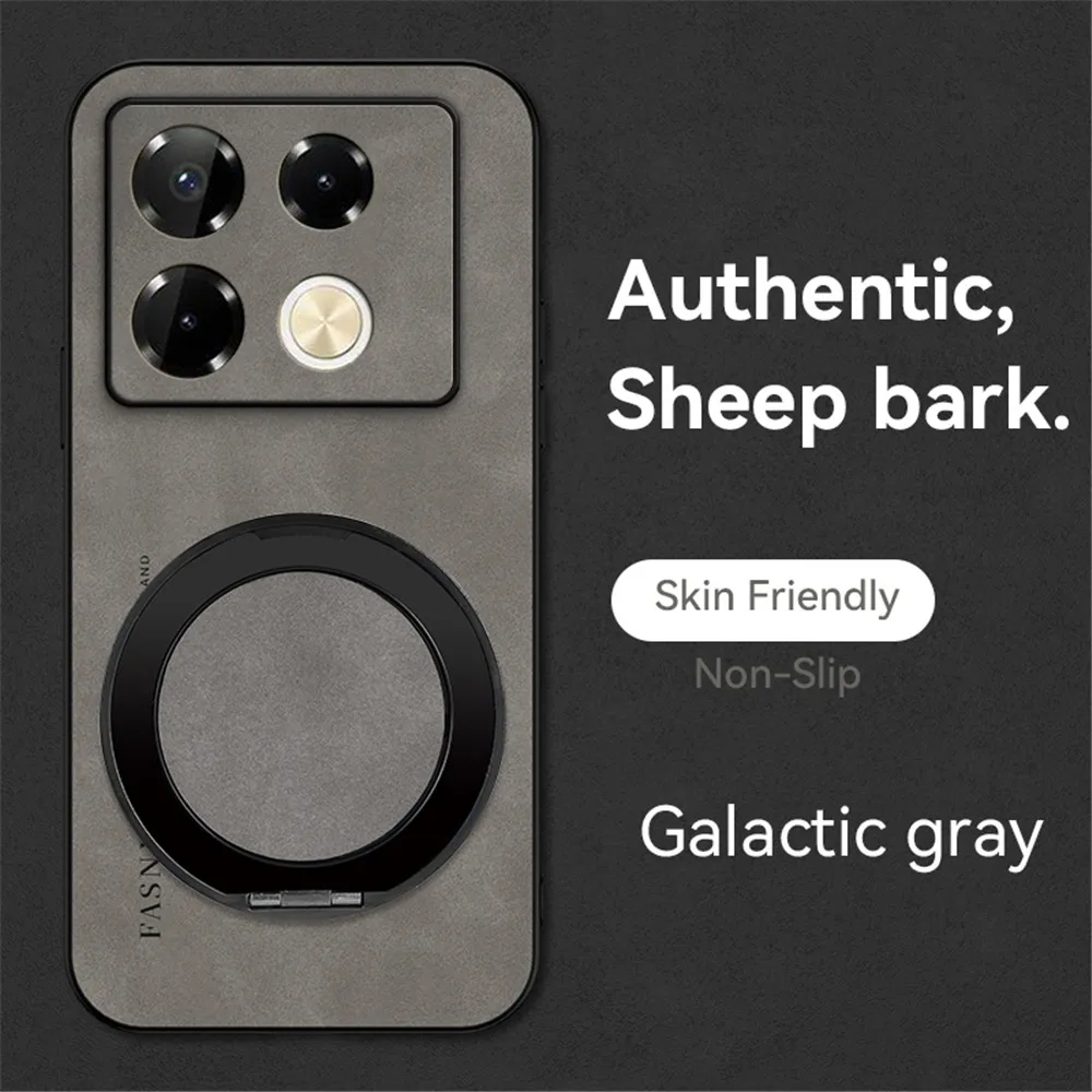Luxury Sheepskin Magnetic Leather Phone Case with Stand and Shockproof Back Cover