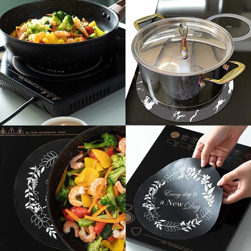 

1PC Stove Mat Fiberglass Induction Cooktops Magnetic Non-slip Silicone Scratch Protector Heat Resistance For Induction Cooker