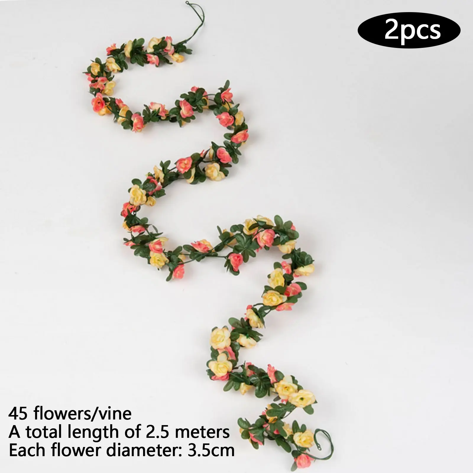 thumbnail image 1 of 2 piezas de 2,5 m de flores artificiales rosas colgantes guirnalda de hojas de seda enredadera de ratán para el hogar arco de boda decoración de fiesta de Navidad plantas hiedra, 1 of 5