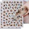 2pc 3D Black Gold Glitter Flower Nail Decal Shiny Petals Leaves Nail Art Sticker Watercolor Daisy Floral Adhesive Manicure Decor 1