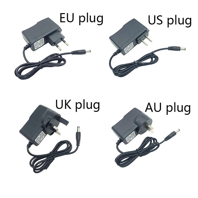 Universal 12V Power Supply Adapter with Adjustable Amp Options and EU Plug