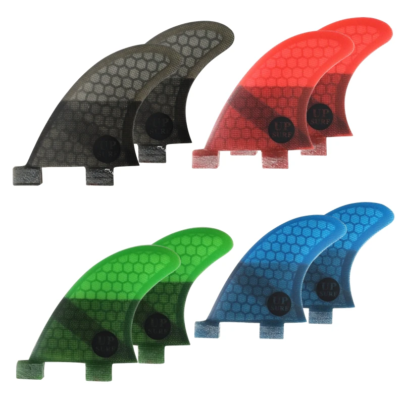 UPSURF-FCS Twin Fins GL Surfboard Fins Honeycomb Fiberglass Double Tabs Base Rear Fins Surfing Board Accessories