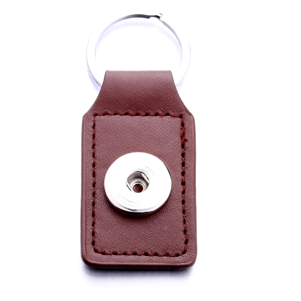 15pcs Snap Key Chain For Keyring Women PU Leather Keychain Bag Pendant Fit 18/20mm Button Snap Jewelry