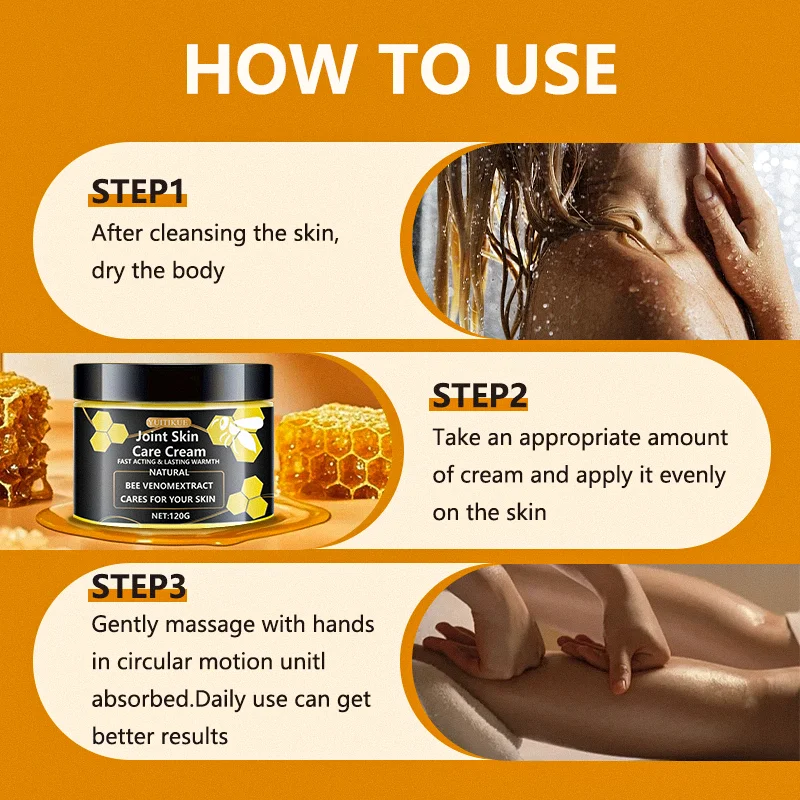 Joint skin care cream, fast-acting and long-lasting warmth, with natural bee venom extract to care for your skin