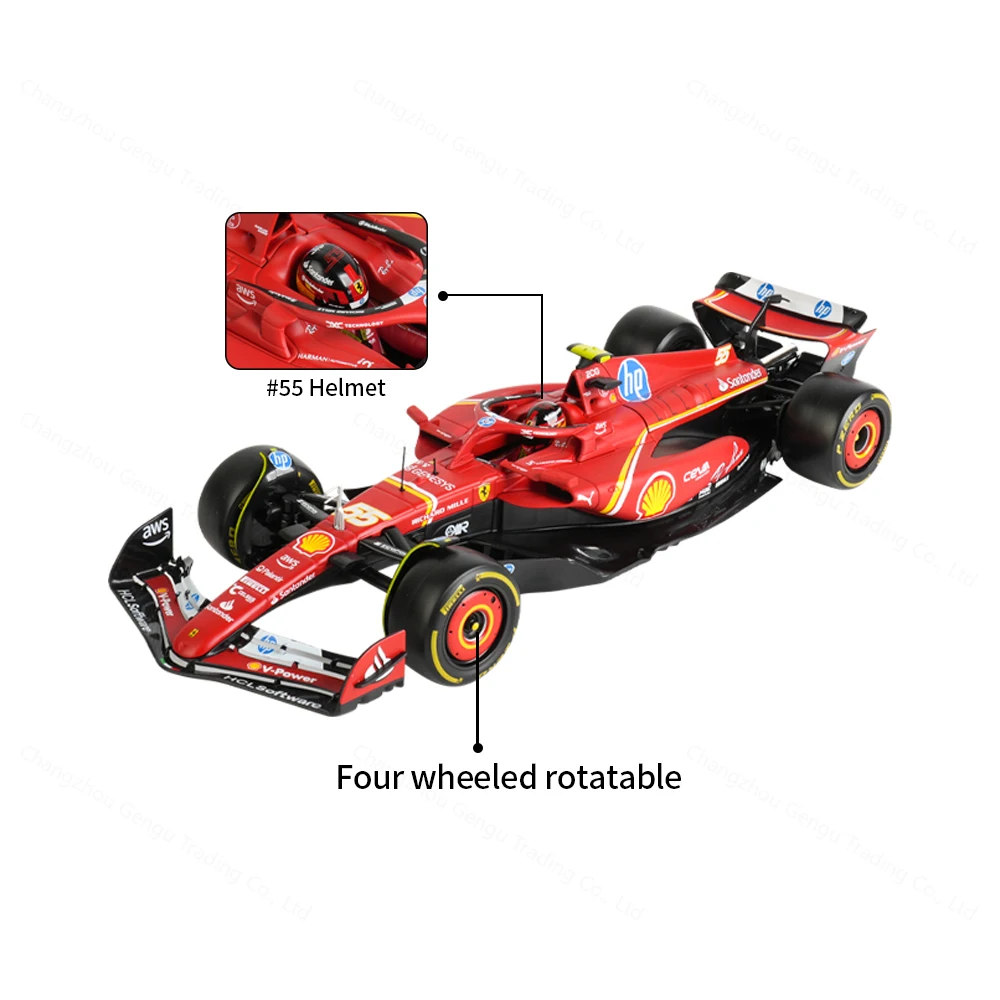 Bburago 1:18 2024 Ferrari SF24 #16 #55 F1 Racing Formula Car Static Diecast Alloy Model Car 2