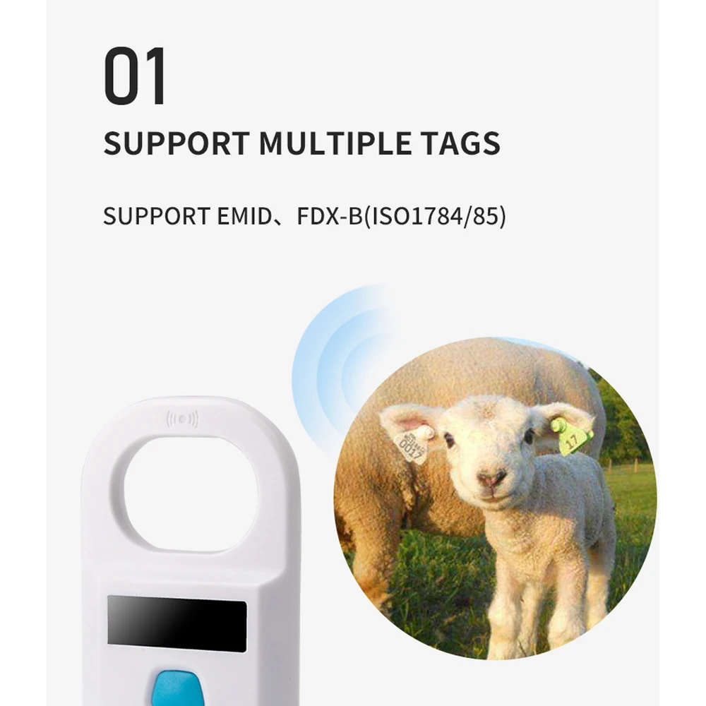 Animal RFID Reader 134.2KHz 125kHz USB/Bluetooth Pet Cat Dog Microchip Scanner F