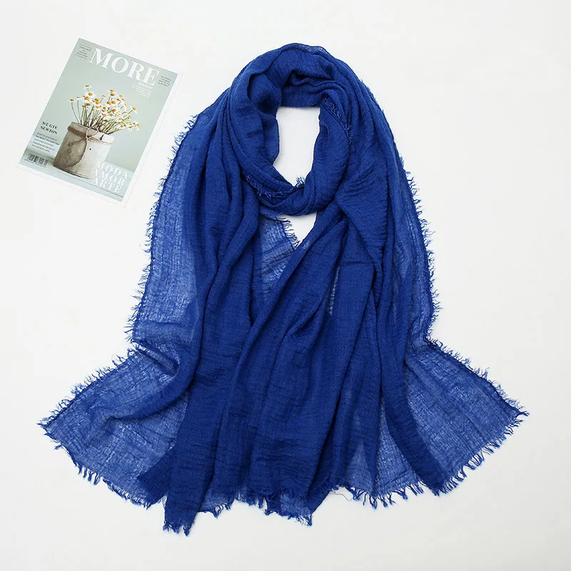 Summer Cotton Linen Scarf For Women Solid Color Sunscreen Thin