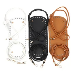 3 Piece Set Of Solid Color Luggage Accessorie Leather Material Fashion Handmade Handbag Diy Drawstring Bag Bottom Shoulder Strap