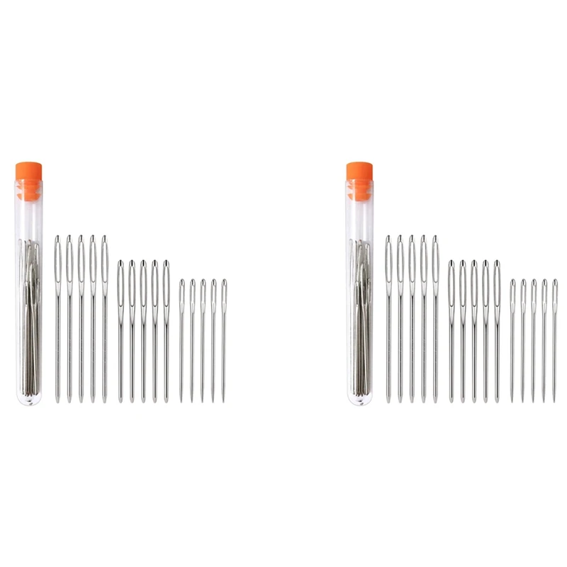 

2X Darning Needle Big Eye Sewing Needle In Transparent Tube, Darning Needle For Wool, Crochet And Yarn Knitting