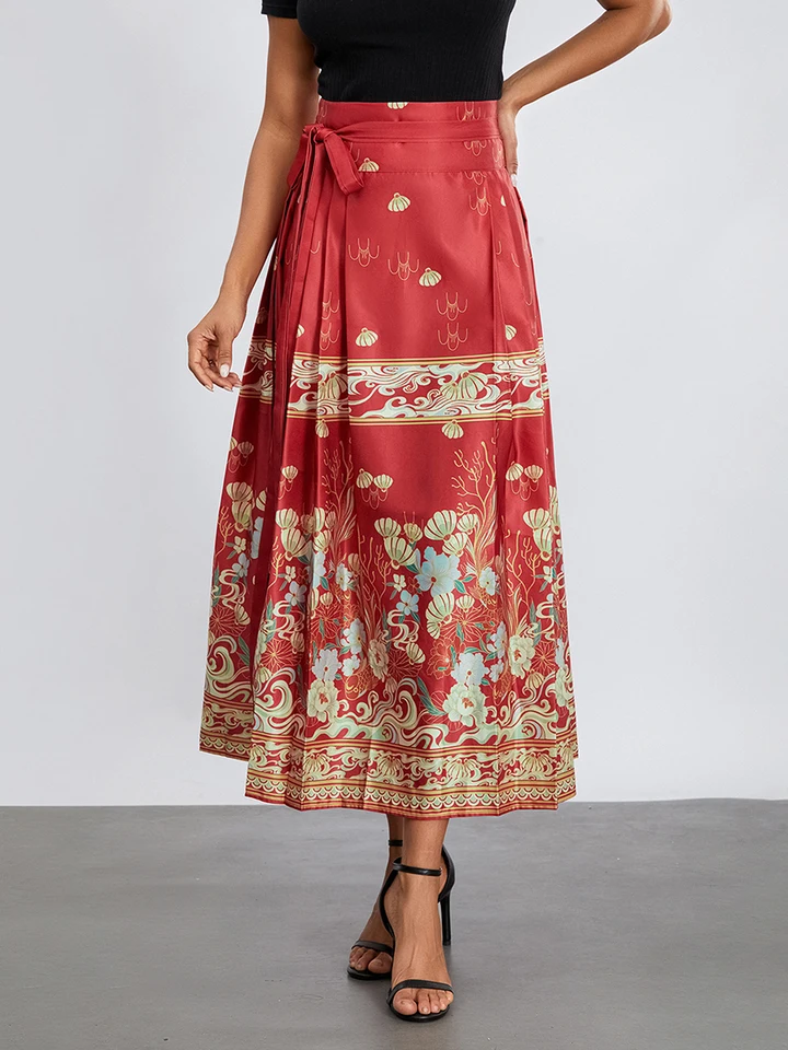 Elegant Long Pleated Horse Face Skirt for Women