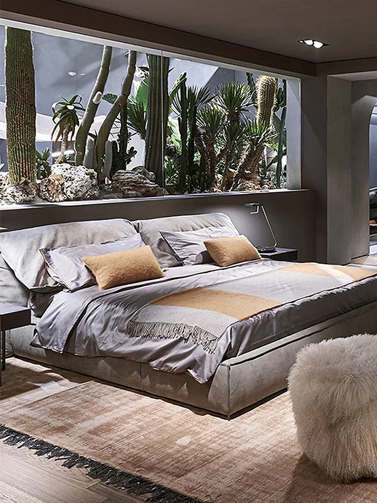 

Italian minimalist science and technology cloth bed modern light luxury soft package Nordic main bed cloth art cloth bed