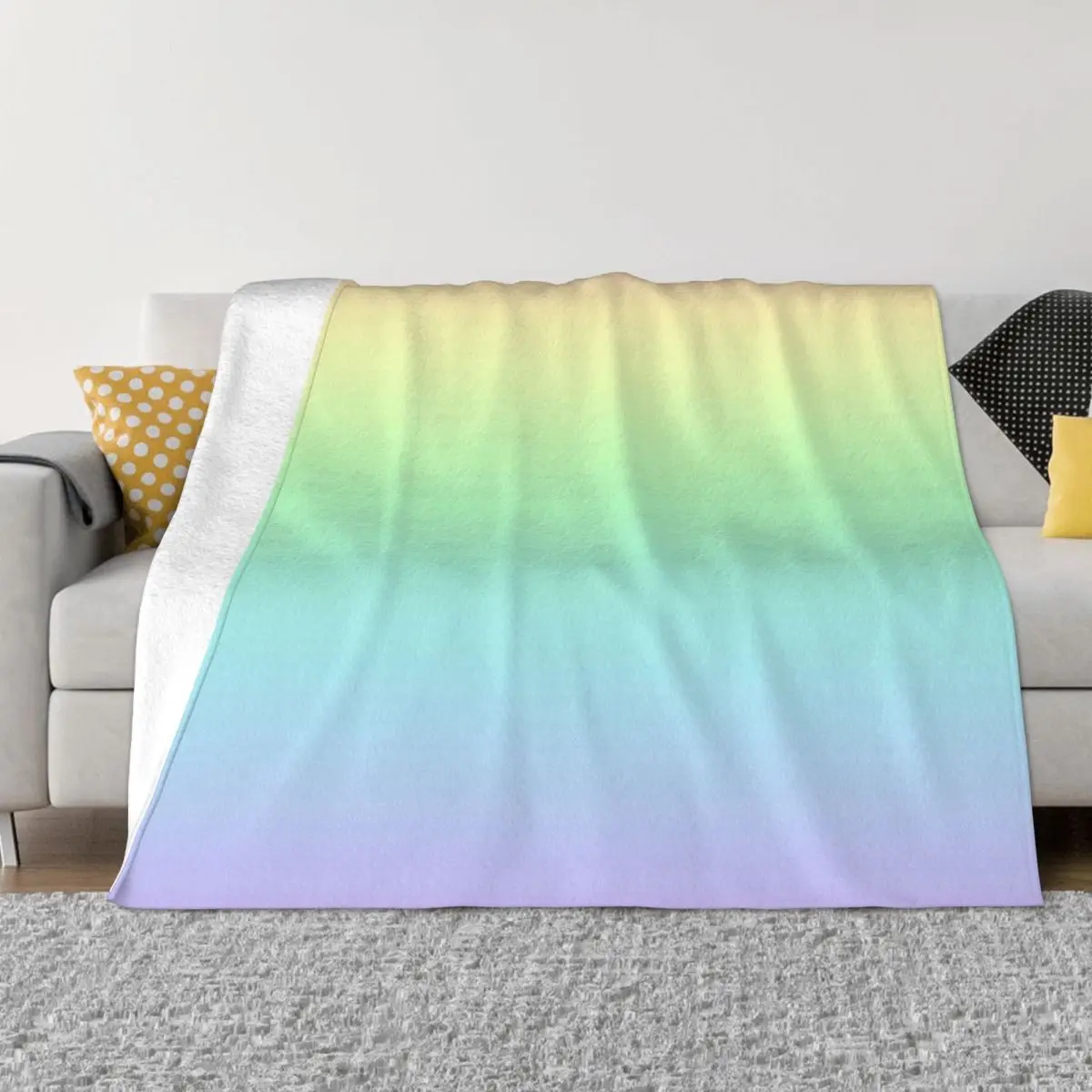 

Rainbow Gradient Colorful Pastel Colors Blanket Flannel Cozy Soft FLeece Bedspread