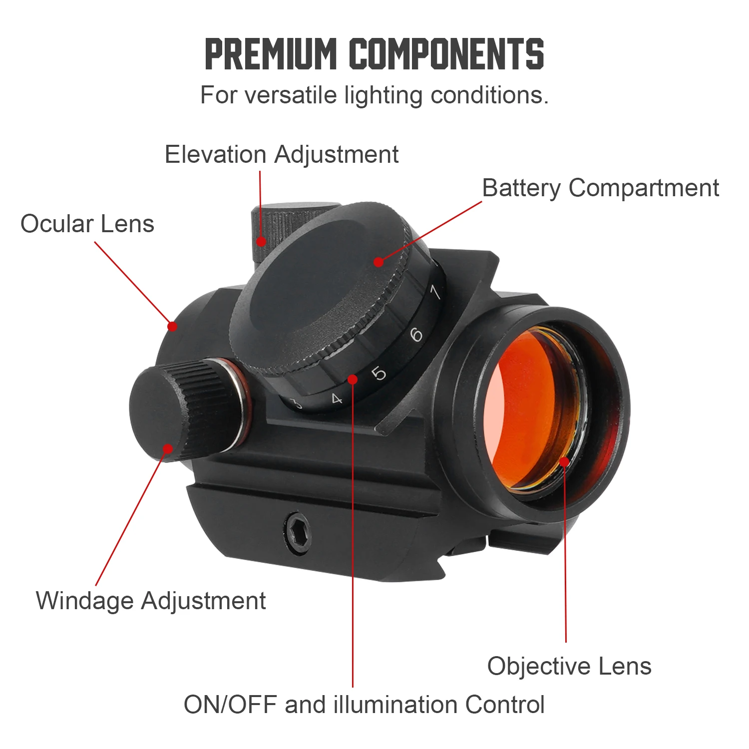 3 MOA red dot sight 1X20mm optical toy sight for toy use
