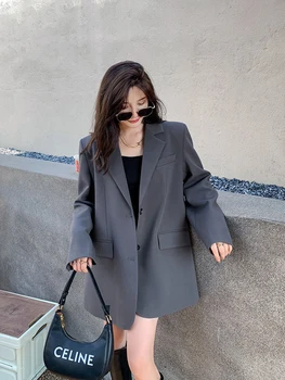Zoki Back Slit Design Blazer Coats Women Casual Fashion Loose Korean Jackets Streetwear Chic Long Sleeve All Match New Suit Tops - Image 3