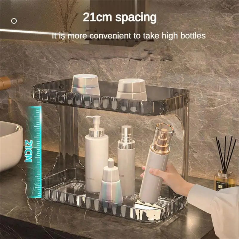 

Двухуровневый стеллаж для хранения Органайзер для макияжа полки для ванной акриловый контейнер для макияжа настольная коробка для хранения мелочей аксессуары для ванной комнаты