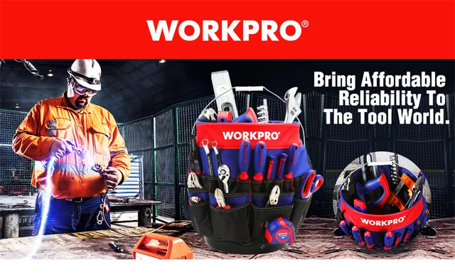 WorkPro Bucket Tool Organizer with 51 Pockets Fits to 3.5-5 Gallon Bucket (Tools Excluded)