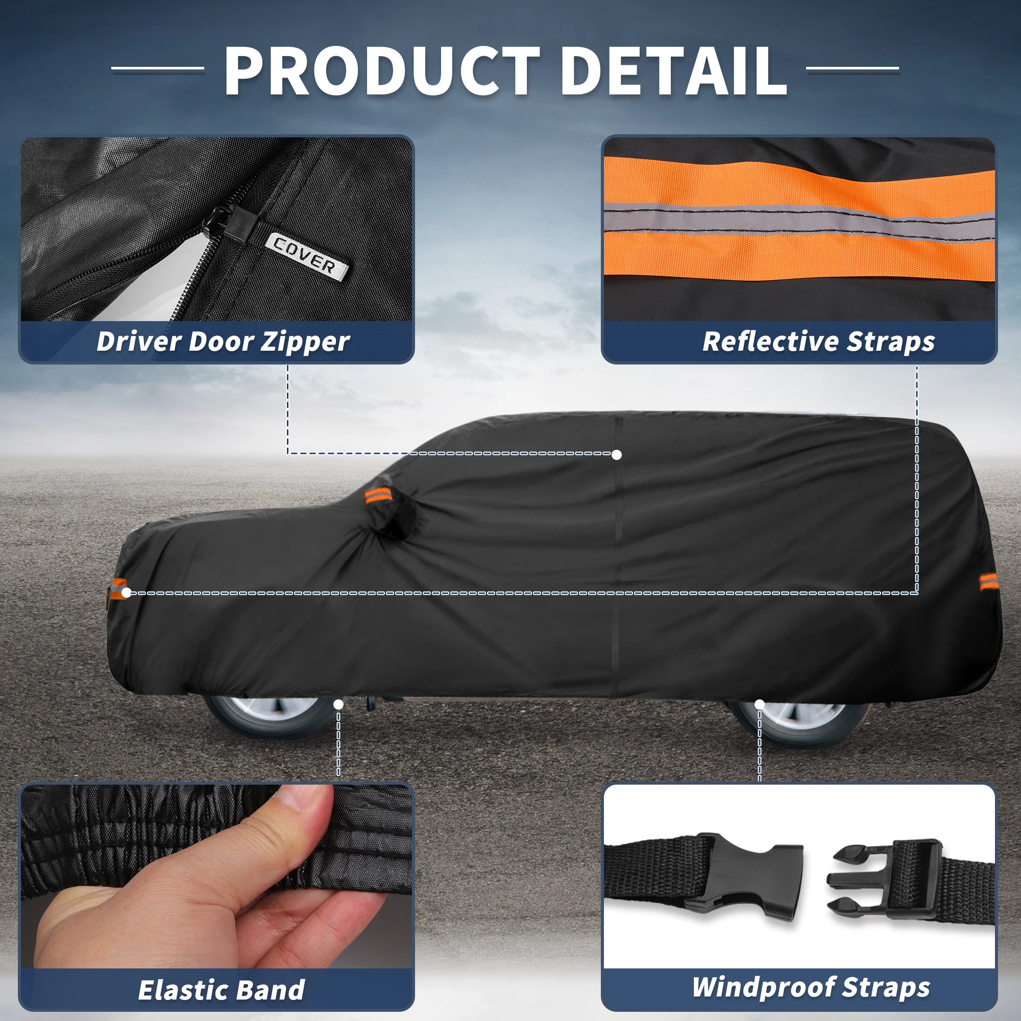 UXCELL ˷̴ ʸ  ڵ Ŀ, Ÿ 4 ʿ ߿ Ǯ ī Ŀ, ̹ ¦  , 495x195x150cm
