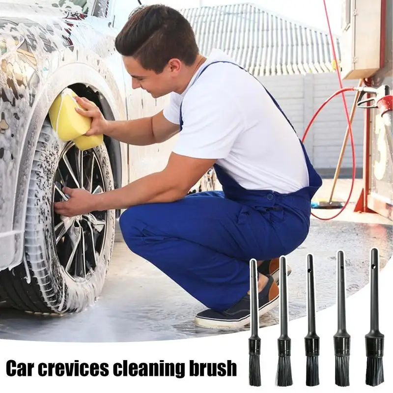 

Car Crevice Cleaning Brush Multifunctional 5 Sizes Automotive Pig Bristles Crevice Sweep Duster Auto Interior Cleaning Brushes