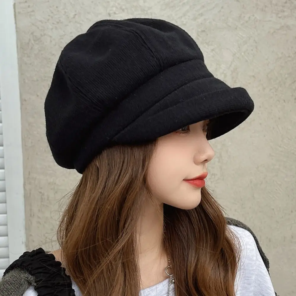 

Casual Winter Berets Fashion British Retro Style Octagon Hat Fashion Plaid Peaked Cap Women