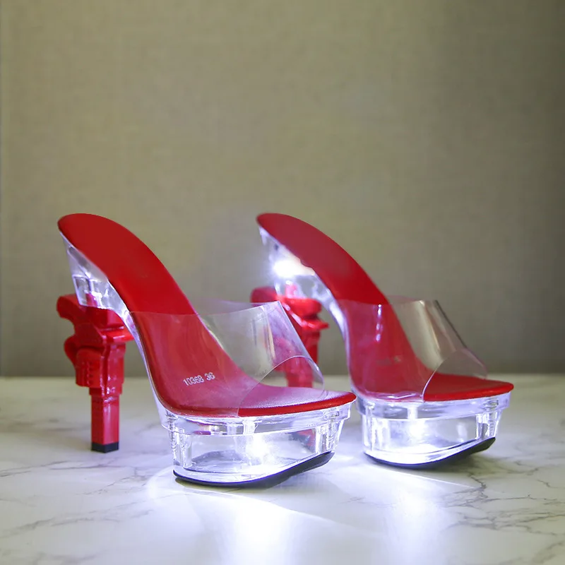 

Women Super High Heels Slippers 14cm Heel Platform Shoes for Women's Summer Waterproof Anti-slip Thick-soled Led Summer Slipper