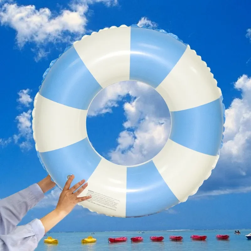 New Vintage Striped Inflatable Adult Swimming Ring With Handle InsThickenedPVC Water Play Toy Swimming Circle From China