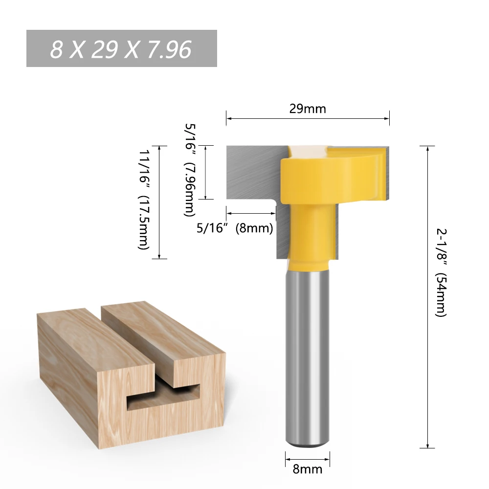 LAVIE 8 mm Schaft T-Nut Fräsen gerade Kante Schlitzmesser Fräser Fräser Fräsen Schneidgriff für Holzbearbeitung C08148Z29 – Detail 2