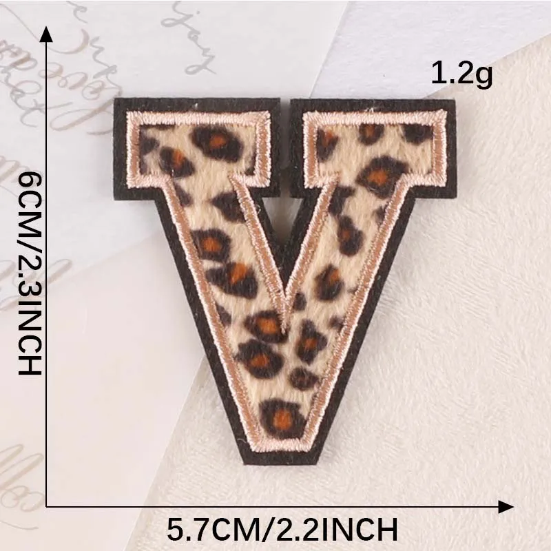 Leopard Print Embroidered Alphabet Badge Patches