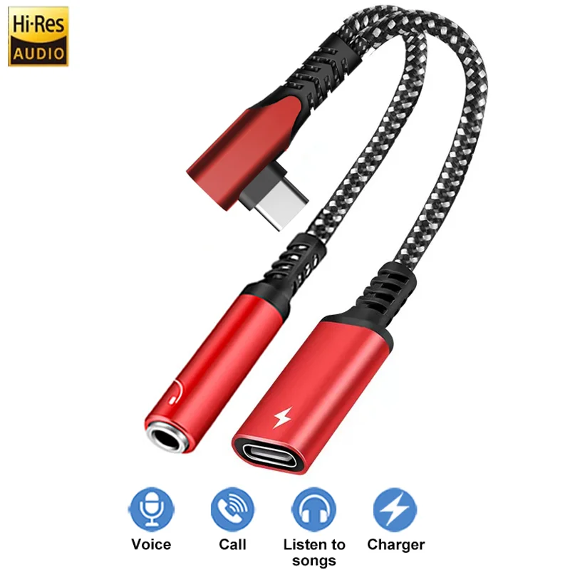 OTG 2 في 1 الكوع نوع USB C إلى 3.5 مللي متر جاك AU...