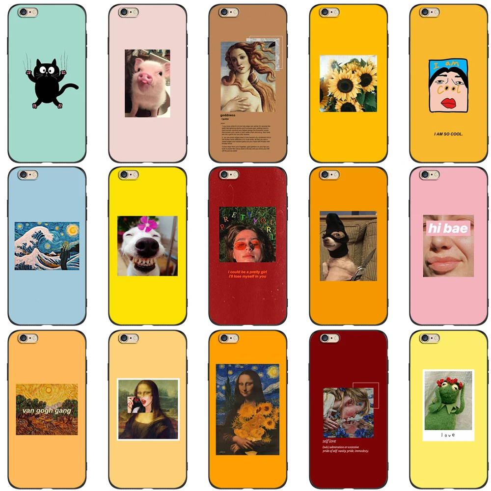 Per Iphone 5 S 5 S Se 2016 4.0 "Custodia Per Telefono Su Apple Iphone 6 S 6 S Plus Funda Bumper Custodia In Tpu Nero Carino Divertente