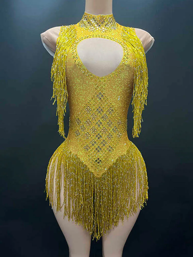 

Высококачественный сексуальный эластичный комбинезон со стразами и кисточками, новинка 2024, модная женская одежда на заказ