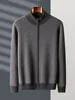 Autumn Winter Thick Men Sweater 100% Cashmere Long Sleeve Mock-neck Zipper Cardigan Soft Warm Large Size Knitwear Men Clothing 1