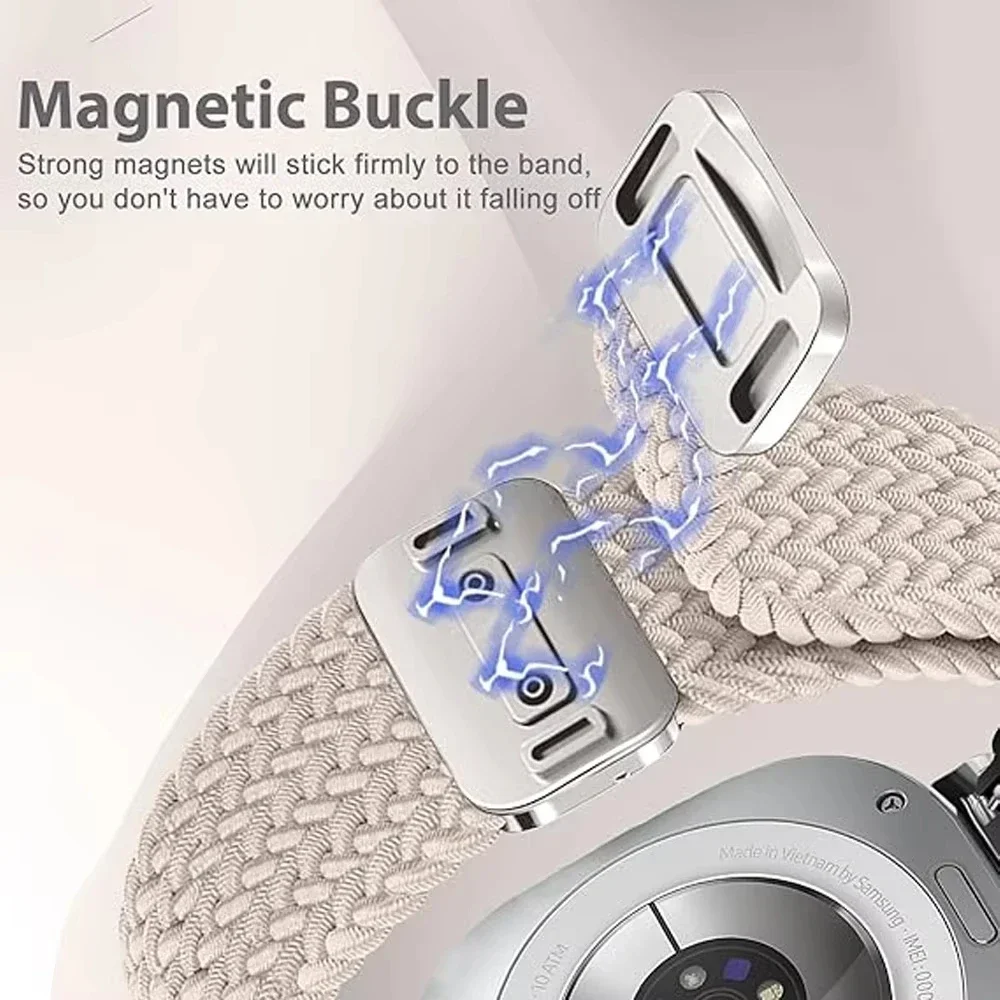 Magnetic Braided Solo Loop Nylon Strap - Breathable Wristband Accessory, 22mm