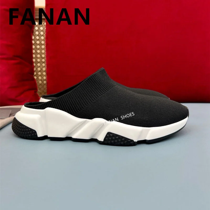 

Luxury Designer Fashion Soft Mesh Flip-flops Men's Slippers 2024 New Stretch Knit Breathable Outdoor Socks Slippers For Women