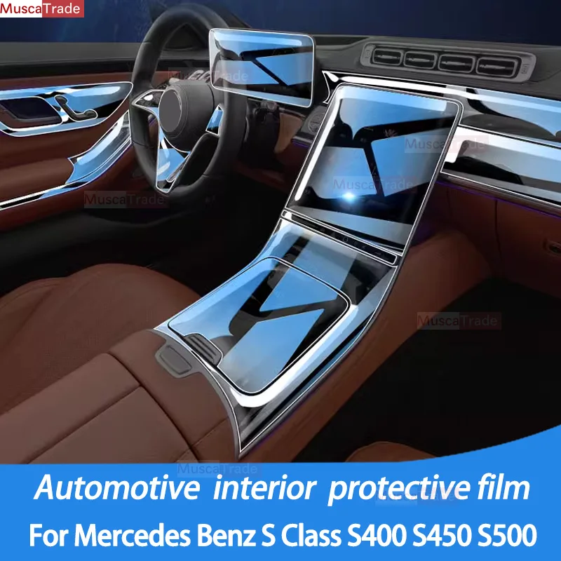 

Для Mercedes Benz S-Class 2021 2022 2023 Защита от царапин интерьерная центральная консоль автомобиля прозрачная зеркальная