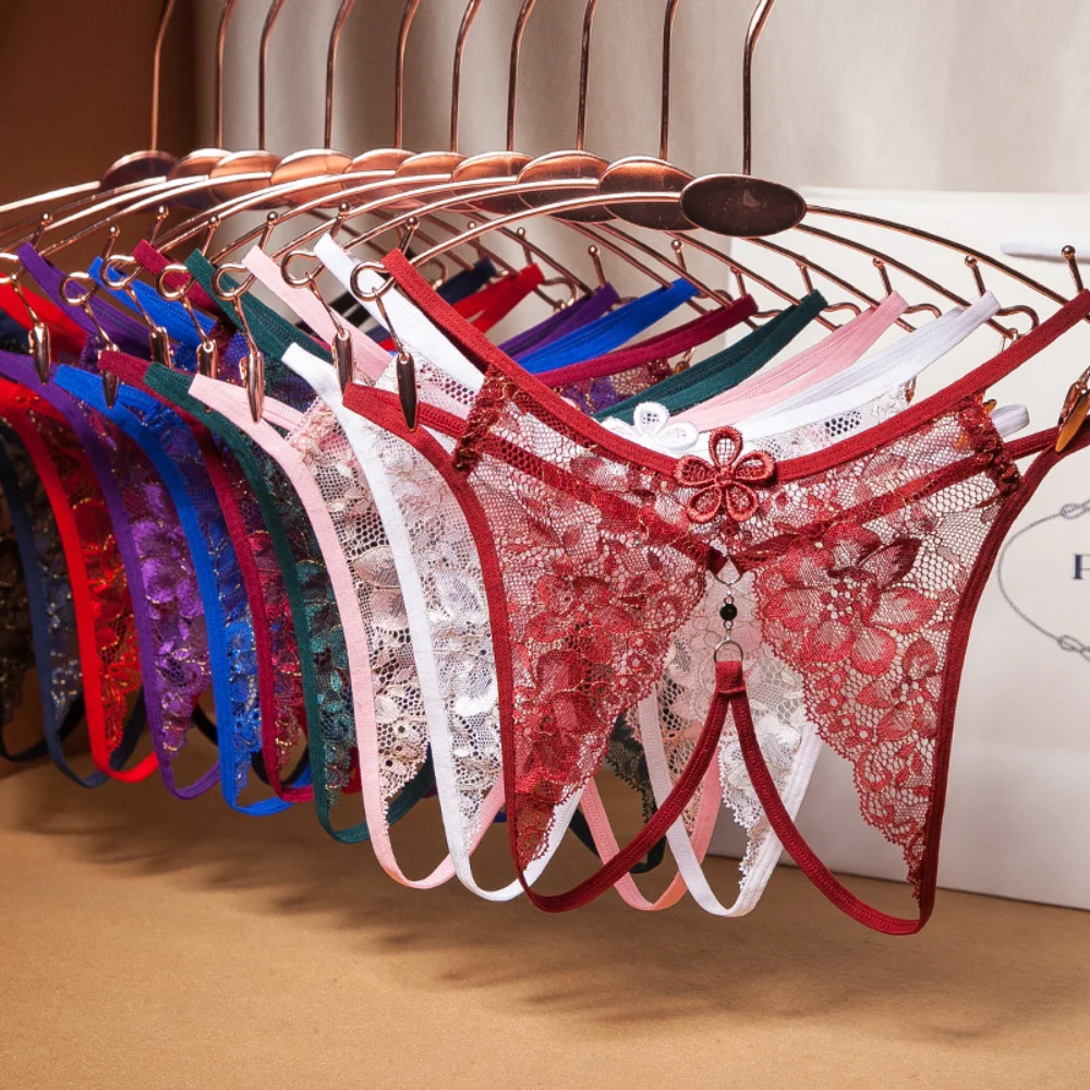 

Erotic Lingerie Sheer Lace Open Panties Women's Free To Take Off Temptation Open Crotch Hot Sexy Ultra-thin Thong
