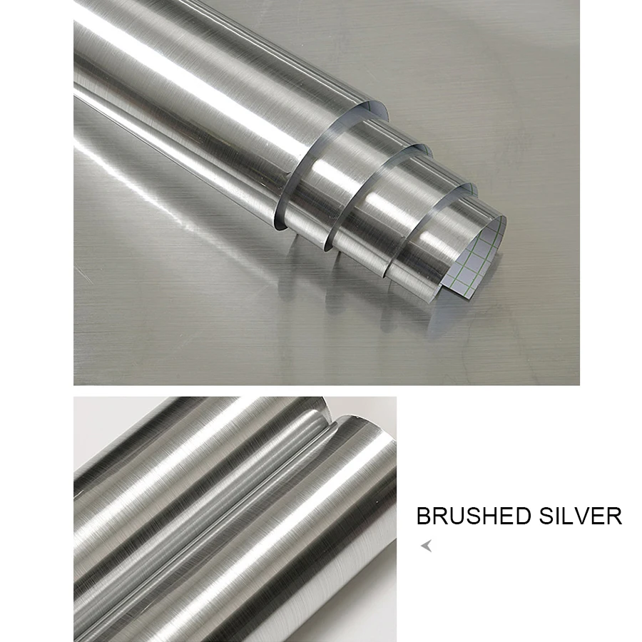 Description Picture 6 of itemSelf-Adhesive Waterproof oil-proof freezers Refurbished kitchen cabinets cooktop stickers elevator wallpaper metal brushed film