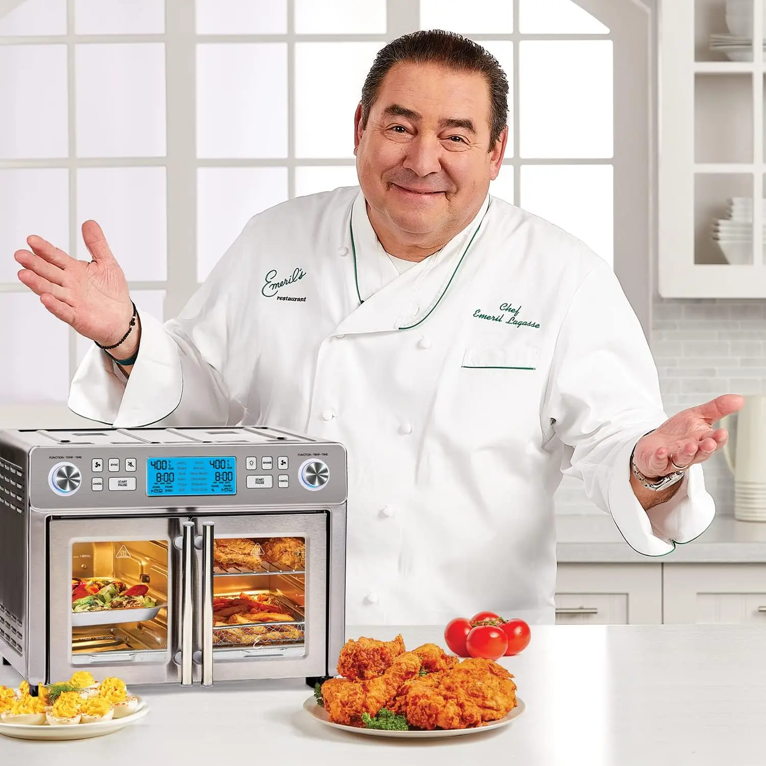 360 Air Fryer Oven Combo with French Door, 25 QT Extra Large, Cook Two Foods in Different Ways, Up to 6 2