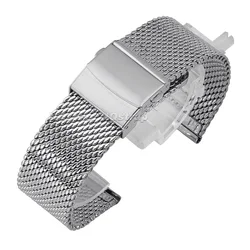 Stainless Steel Mesh Milanese Watch Band - Premium Metal Replacement Bracelet, 1.0mm - 22mm (Silver)