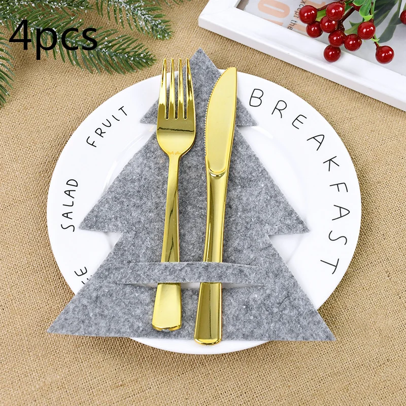 4 pezzi/set portaposate portabili-sacchetto portaposate per albero di natale | 4 pezzi set di posate per albero di natale set di posate per albero di natale rosso e verde per l